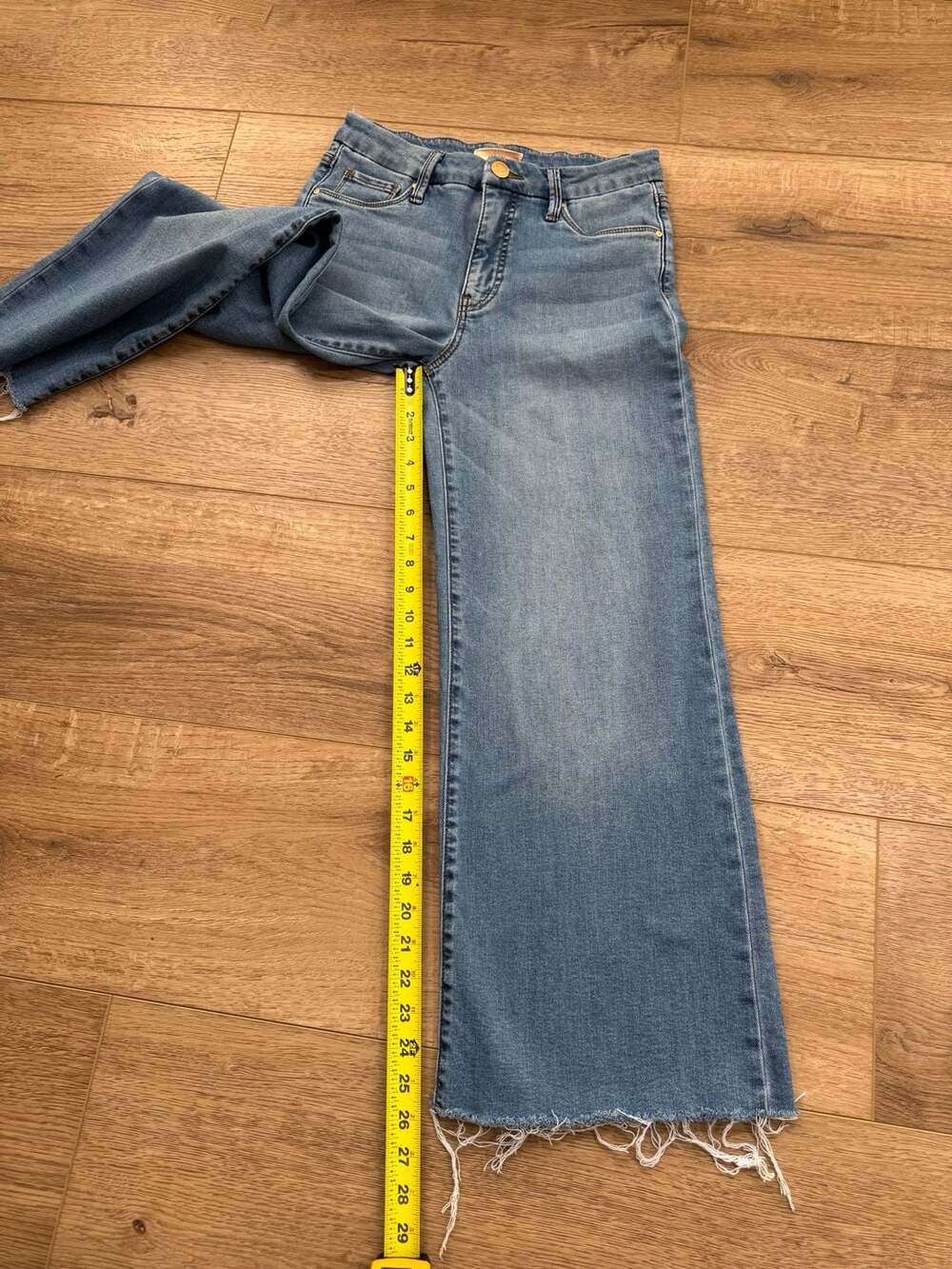 KUT from the Kloth Meg Fab Ab High Rise Wide Leg Raw Hem Jeans Size 0 Blue - Picture 10 of 15